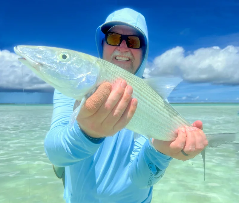 Chad with Large Bonefish Chad with large bonefish from Christmas Island The Villages.